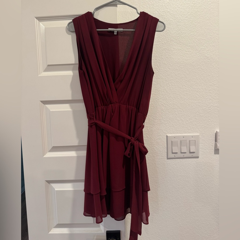 Naked Zebra size small, sleeveless, maroon color dress